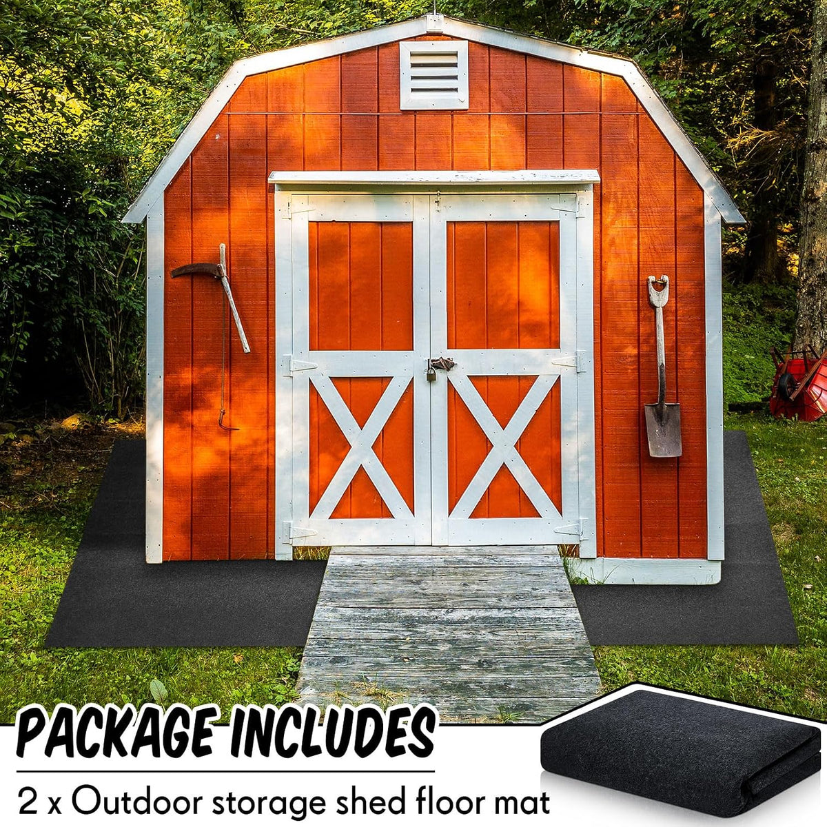 Haull 2 Pcs 5 x 3 ft Outdoor Storage Shed Floor Mat Waterproof Carport Storage shed mat Non Slip Patio Furniture Mat for Protect