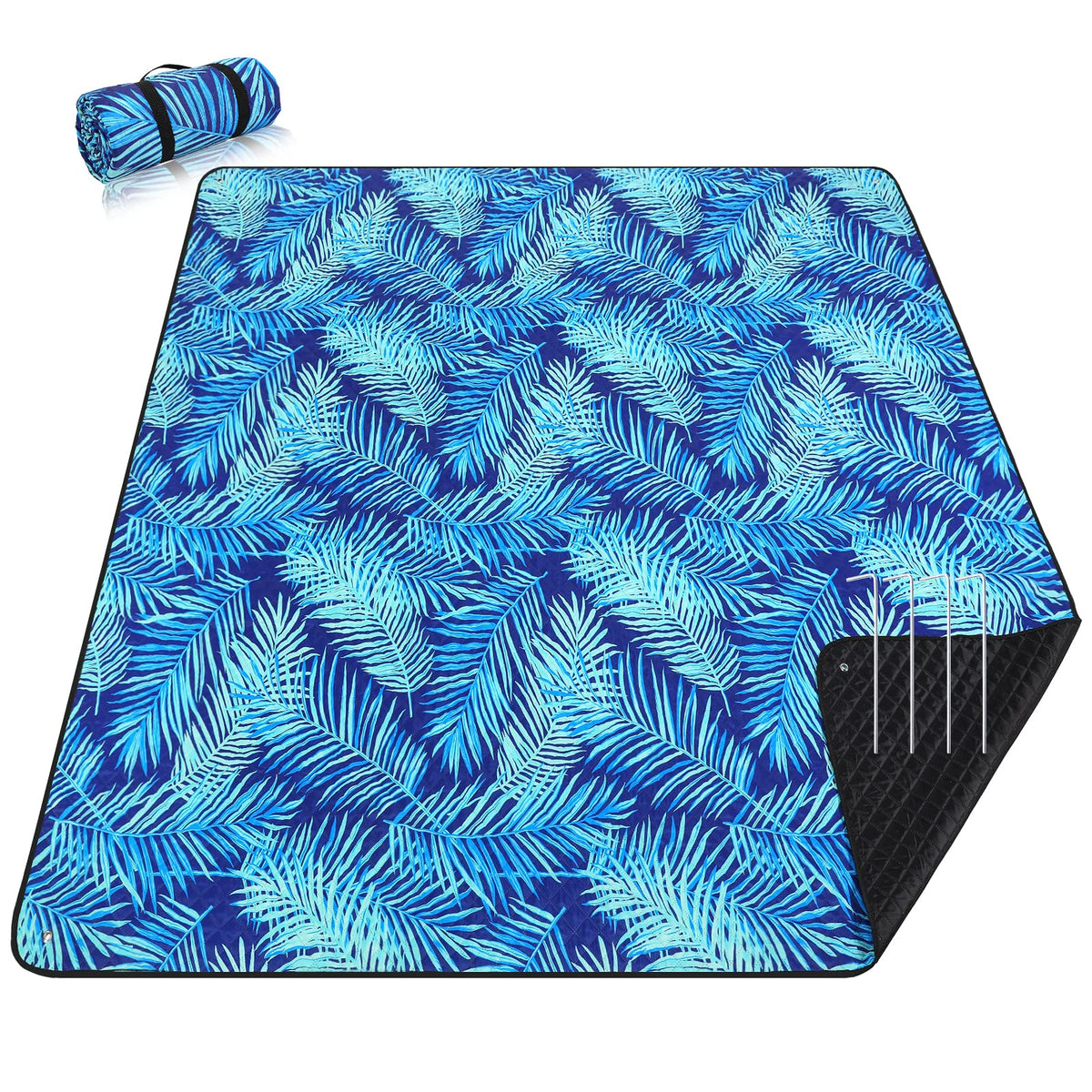 PY SUPER MODE Picnic Blankets Extra Large, Waterproof Foldable Outdoor Beach Blanket Oversized 83x79” Sandproof, 3-Layer Picnic Mat for Camping, Hiking, Travel, Park, Concerts(Orange Boho)
