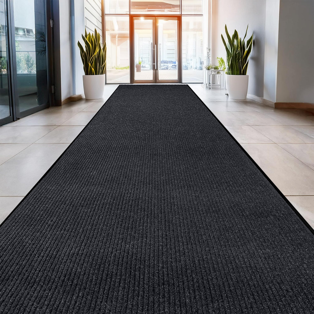 LuxUrux® Durable Rubber 3'x5' Commercial Door Mat - Heavy Duty, Indoor/Outdoor, Easy Clean, Waterproof, Patio, Garage - Commercial Floor Mat for Entry (3 x 5 Feet)