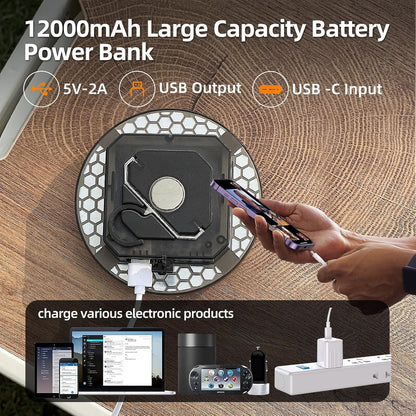 Transparent 5000LM 3 Color Light & Stepless Dimming 40W Camping Tent Light