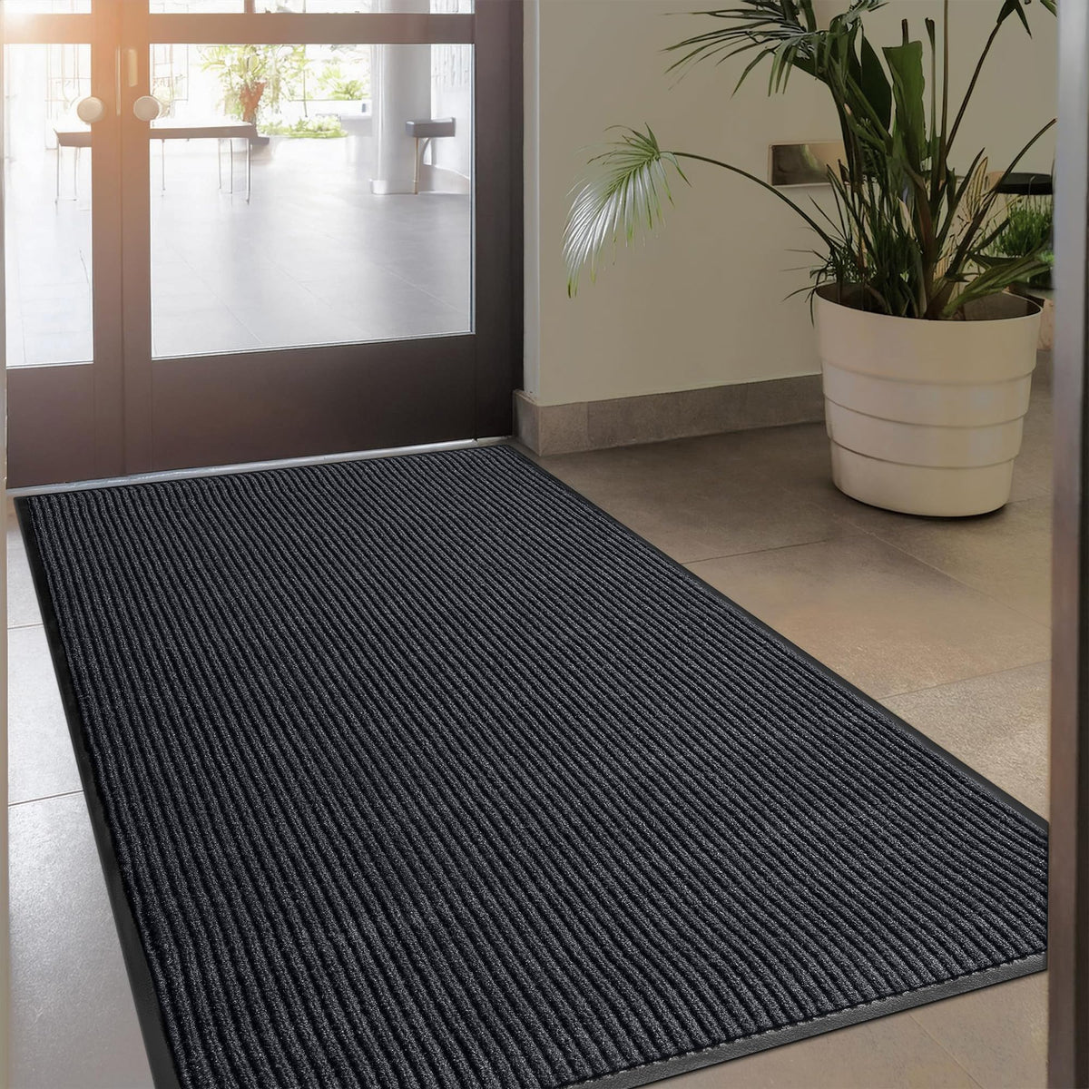 LuxUrux® Durable Rubber 3'x5' Commercial Door Mat - Heavy Duty, Indoor/Outdoor, Easy Clean, Waterproof, Patio, Garage - Commercial Floor Mat for Entry (3 x 5 Feet)