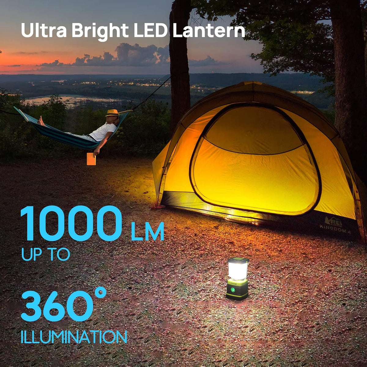 Consciot 1000LM Battery Powered LED Camping Lantern, 4 Light Mode, Dimmable