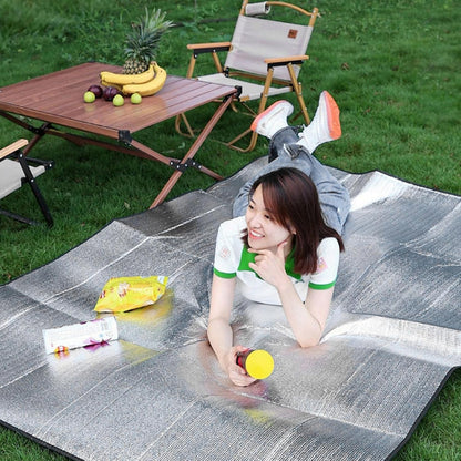 Foam Camping Mat Double-Sided Aluminum Foil Foldable Thermal Camping Mat, Waterproof & Insulated Roll, 6.56x6.56ft Silver.