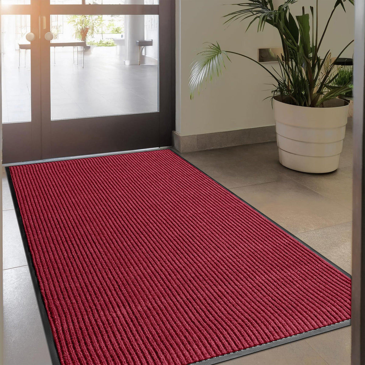 LuxUrux® Durable Rubber 3'x5' Commercial Door Mat - Heavy Duty, Indoor/Outdoor, Easy Clean, Waterproof, Patio, Garage - Commercial Floor Mat for Entry (3 x 5 Feet)
