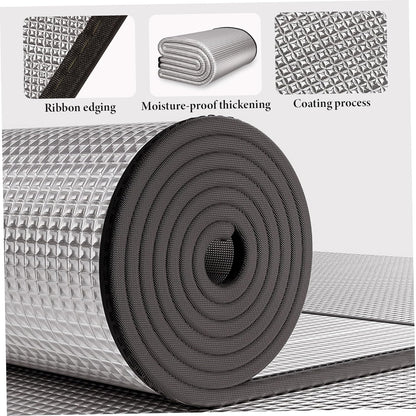 Foam Camping Mat Double-Sided Aluminum Foil Foldable Thermal Camping Mat, Waterproof & Insulated Roll, 6.56x6.56ft Silver.